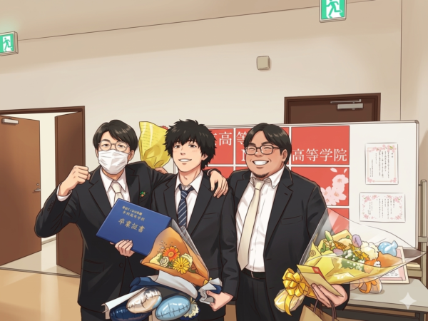 卒業式後の記念撮影の様子