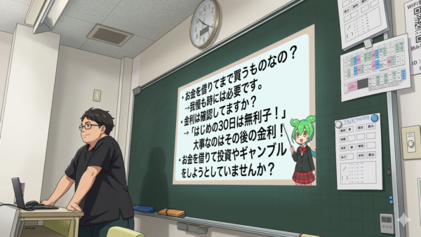 総合探究活動でお金について授業を行っている様子