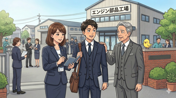 通信制高校 卒業生 就職インタビュー見学時に声をかけていただいたイメージ図
