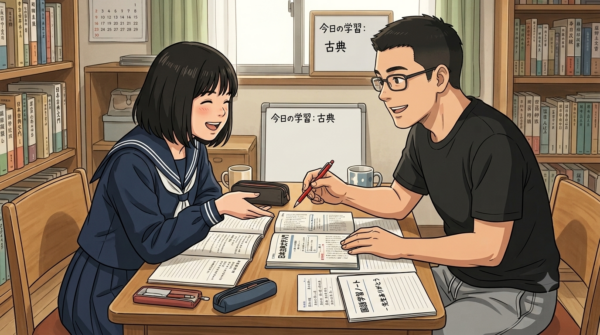 先生と受験に向けた学習を行っている様子